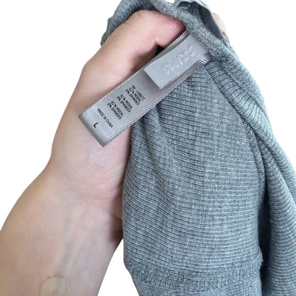 Skims Soft Lounge Long Slip Dress in Heather Gray Ribbed Maxi L - Picture 7 of 8